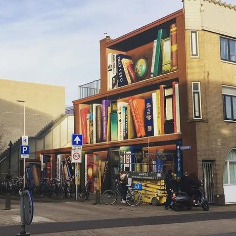 Dutch Artists Paint Giant Bookcase On An Apartment Building Featuring Residents’ Favorite Books | ED 262 Above and Beyond the Call | Scoop.it