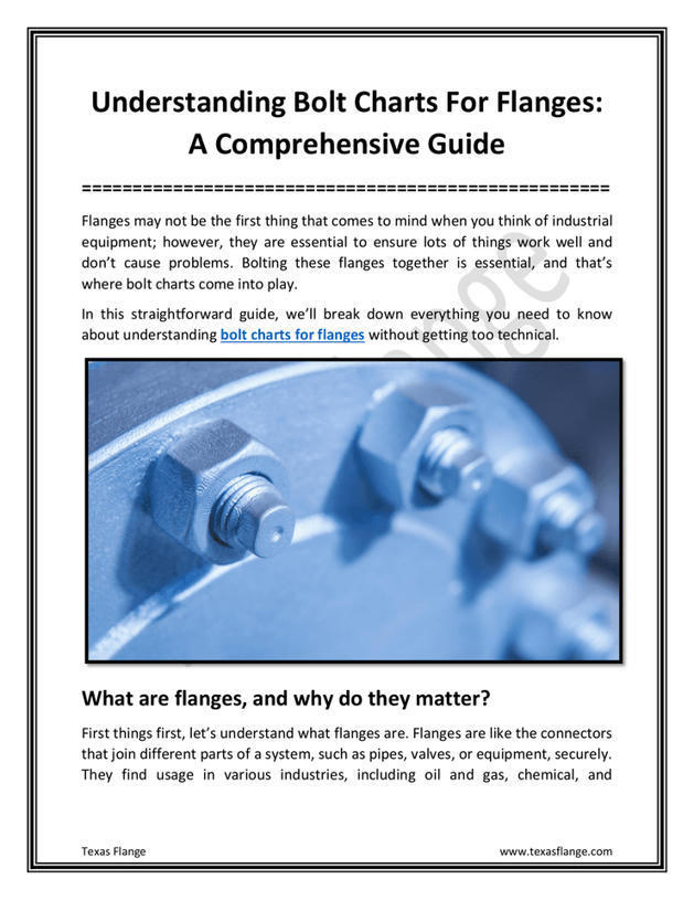 Understanding Bolt Charts For Flanges A Compreh...
