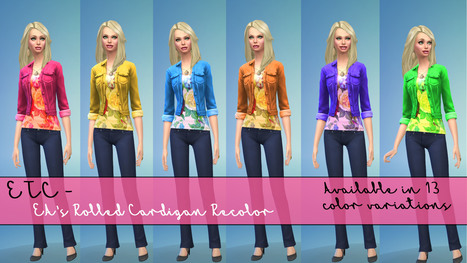 EA's Rolled Cardigan Bright Recolor << Kubrick sur Mod The Sims | Les Sims | Scoop.it