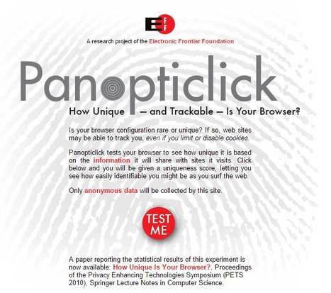 Panopticlick | Browser FingerPrint | Tracking | Privacy | Education 2.0 & 3.0 | Scoop.it