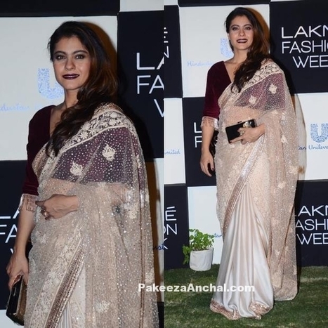 Kajol in Pastel Lace Saree with a Velvet Blouse by Manish Malhotra | Indian Fashion Updates | Scoop.it