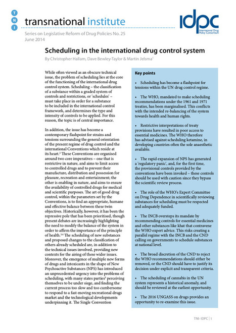 REPORT: Scheduling in the international drug control system | Drugs, Society, Human Rights & Justice | Scoop.it