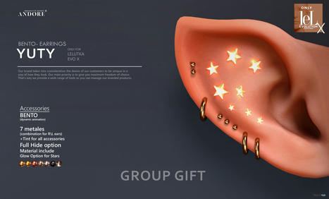 Yuty Bento Earrings June 2021 Group Gift by ANDORE | Teleport Hub - Second Life Freebies | Second Life Freebies | Scoop.it