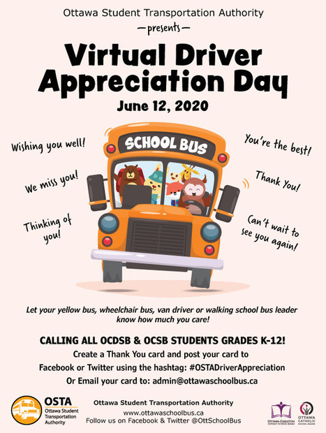 Let your bus driver know how much you care by making them a Thank You Card! - June 12th is OSTA's Virtual Driver Appreciation Day - #OCSB let's step up and let drivers know we appreciate them! | iGeneration - 21st Century Education (Pedagogy & Digital Innovation) | Scoop.it