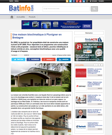 "Une maison bioclimatique à Pluvigner en Bretagne-a.typique Patrice BIDEAU architecte "- BATINFO.com | Architecture, maisons bois & bioclimatiques | Scoop.it