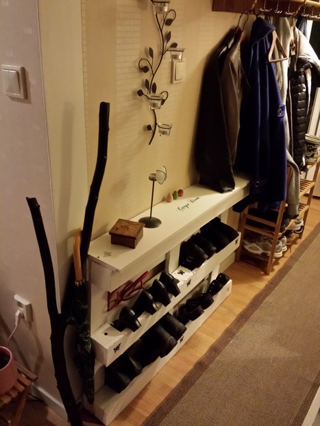 Pallet shoe storage in your entrance / skohylla | 1001 Pallets ideas ! | Scoop.it