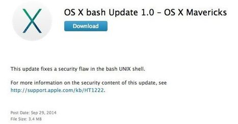 Apple issues Shellshock Bash bug patch for Mac OS X users | Apple, Mac, MacOS, iOS4, iPad, iPhone and (in)security... | Scoop.it