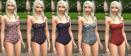 Retro Inspired Strapless One Piece Swimsuit << Mod The Sims | Les Sims | Scoop.it