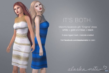 Enigma Dress Black Blue and White Gold Facebook Like Gift by alaskametro | Teleport Hub - Second Life Freebies | Second Life Freebies | Scoop.it