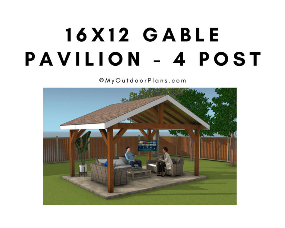 16x12 Gable Pavilion Plans - 4 Posts | Garden Plans | Scoop.it