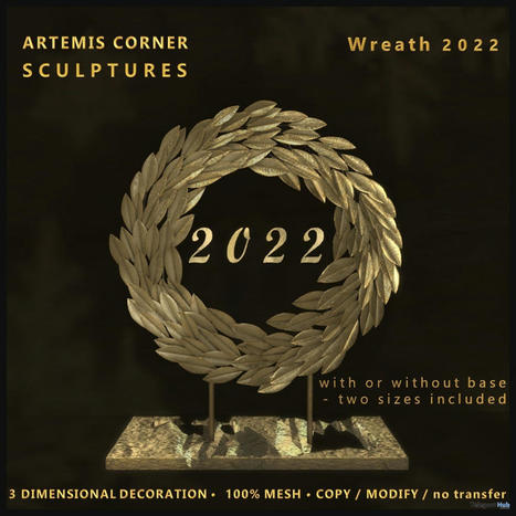 Wreath 2022 December 2021 Group Gift by Artemis Corner Sculptures | Teleport Hub - Second Life Freebies | Second Life Freebies | Scoop.it