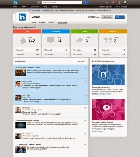 Linkedin lance un nouveau tableau de bord pour les Pages Entreprises - #Arobasenet | Going social | Scoop.it