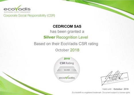 CEDRICOM obtient le niveau RSE Argent chez EcoVadis | Témoignages Clients EcoVadis | Scoop.it