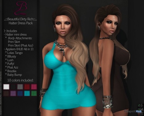 Halter Dress Pack with Appliers 1L Promo by Beautiful Dirty Rich | Teleport Hub - Second Life Freebies | Second Life Freebies | Scoop.it