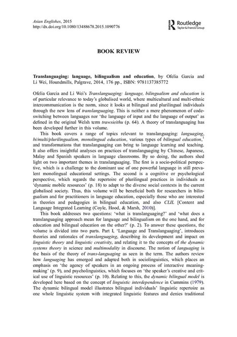 Translanguaging: language, bilingualism and education - Asian Englishes - | Scoop.it BEP | Scoop.it