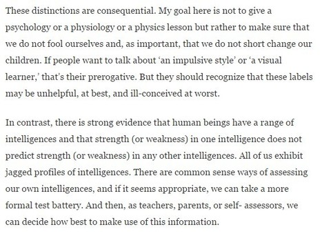 Howard Gardner: ‘Multiple intelligences’ are not ‘learning styles’ | Education 2.0 & 3.0 | Scoop.it