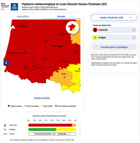 Vigilance rouge pour canicule dans les Hautes-Pyr&eacute;n&eacute;es le 25 juin - M&eacute;t&eacute;o-France | Vall&eacute;es d'Aure & Louron - Pyr&eacute;n&eacute;es | Scoop.it