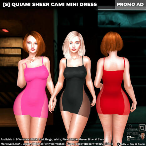 New Release: [S] Quiani Sheer Cami Mini Dress by [satus Inc] | Teleport Hub - Second Life New Releases / Deals | Second Life Freebies | Scoop.it
