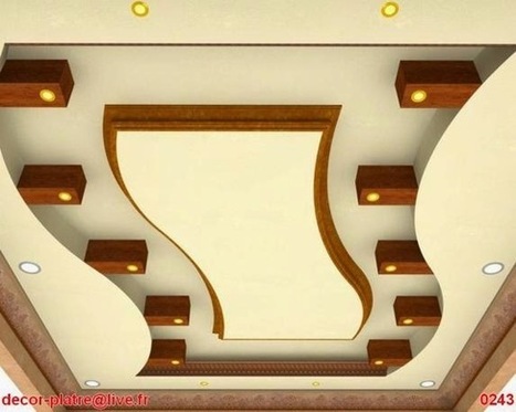 Faux plafond design moderne 2015 en plâtr... Faux plafond salon tunisie