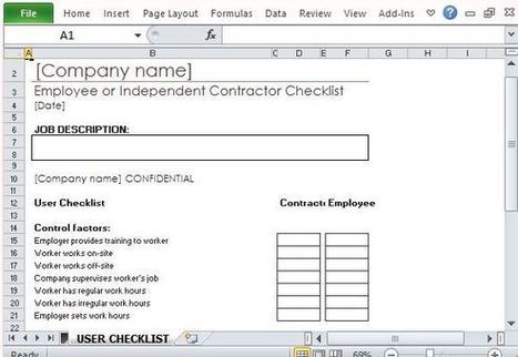 Free Employee Or Independent Contractor Template & Checklist For Excel | Business and Productivity Tools | Scoop.it