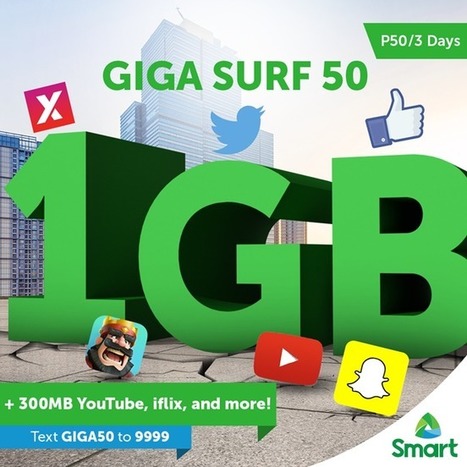 Smart GigaSurf50 offers 1GB of data + 300MB for YouTube, iFlix, and more | NoypiGeeks | Philippines' Technology News, Reviews, and How to's | Gadget Reviews | Scoop.it
