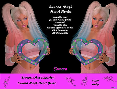Mesh Heart Bento June 2022 Group Gift by Sunora | Teleport Hub - Second Life Freebies | Second Life Freebies | Scoop.it