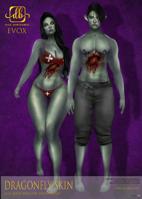Dragonfly Zombie Tone Full Body Skin October 2023 Group Gift by Dae Boutique | Teleport Hub - Second Life Freebies | Second Life Freebies | Scoop.it