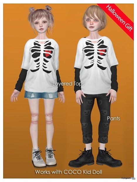 Layered Tops & Pants For Kid Doll Avatar Halloween 2018 Group Gift by COCO Designs | Teleport Hub - Second Life Freebies | Teleport Hub | Scoop.it