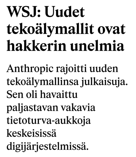 WSJ: Uudet teko&auml;lymallit ovat hakkerin unelmia | 1Uutiset - Lukemisen t&auml;hden | Scoop.it