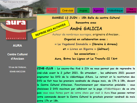 Reprise des activités de Aura : rencontre avec André Galicia au Centre culturel d'Ancizan le 12 juin | Vallées d'Aure & Louron - Pyrénées | Scoop.it
