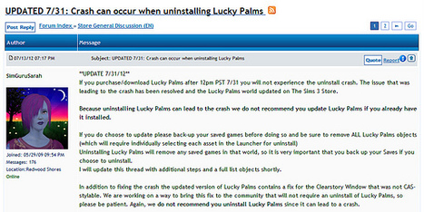 Lucky Palms Uninstall Crash (Update) << SimsVip | Les Sims | Scoop.it