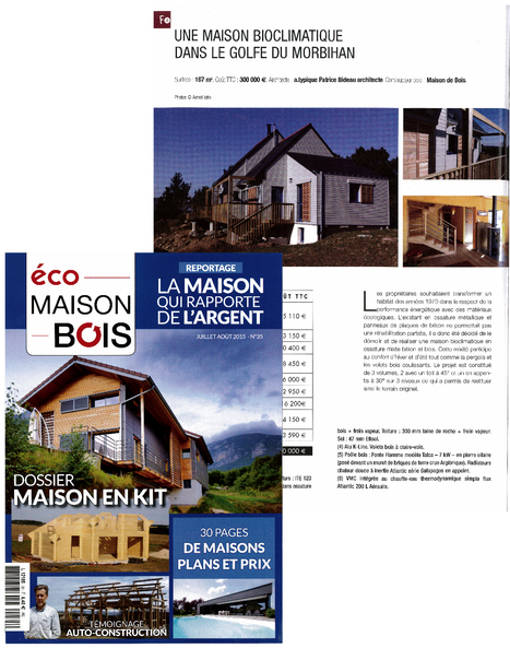" Magazine ECOMAISONBOIS  Juil/Août 2015 ; Projet maison bioclimatique à Baden " a.typique architecture Auray | Architecture, maisons bois & bioclimatiques | Scoop.it