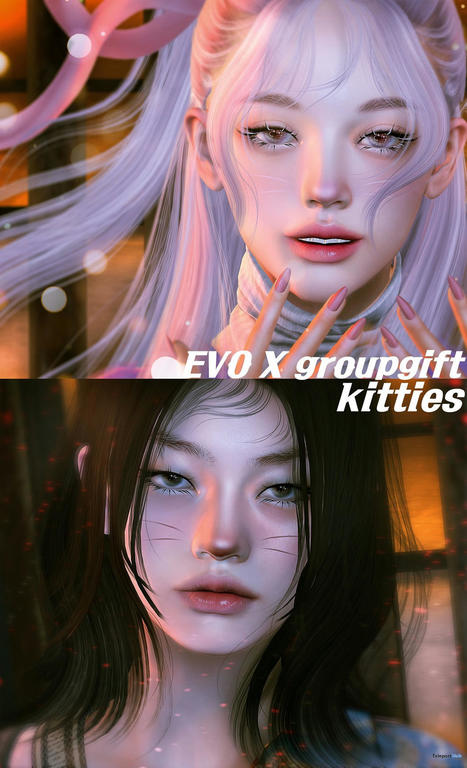 Black & White Kitties BOM Skins For Lelutka EvoX October 2021 Group Gift by MUDSKIN | Teleport Hub - Second Life Freebies | Second Life Freebies | Scoop.it