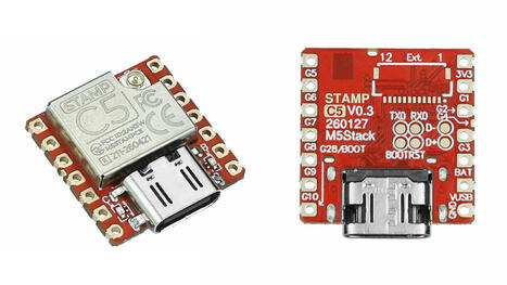 M5Stack Stamp-C5 - A Tiny ESP32-C5 USB-C board/module with up to 19 GPIO, 3.7V battery support - CNX Software | Embedded Systems News | Scoop.it
