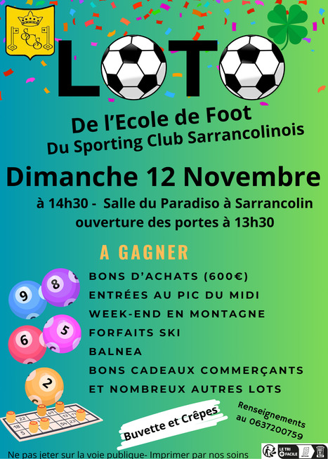 Loto de l'école de foot de Sarrancolin le 12 novembre | Vallées d'Aure & Louron - Pyrénées | Scoop.it