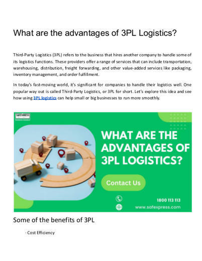 What are the advantages of 3PL Logistics? | Safexpress Pvt. LTD. | Scoop.it