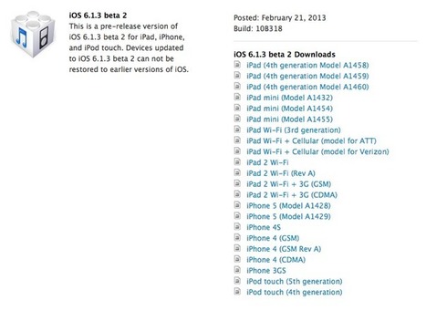 Apple Releases iOS 6.1.3 Beta 2 To Developers | iPhone-Developers | Apple News - From competitors to owners | Scoop.it