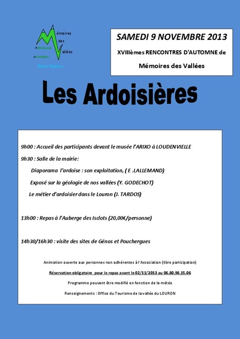 Les ardoisières au programme des Rencontres d'automne de Mémoires des Vallées | Vallées d'Aure & Louron - Pyrénées | Scoop.it