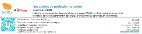 Actions de professionnalisation : programme Janvier &agrave; Avril 2026/ CDRIML | Comp&eacute;tences de base, illettrisme, inclusion num&eacute;rique... | Scoop.it