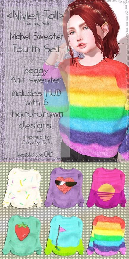 Mabel Tweenster Sweater - Fourth Set | .: Second Life Kids Lookbook :. | 亗 Second Life Kingdom of Kids 亗 | Scoop.it