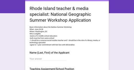 Application for National Geographic Summer Workshop | Rhode Island Geography Education Alliance | Scoop.it