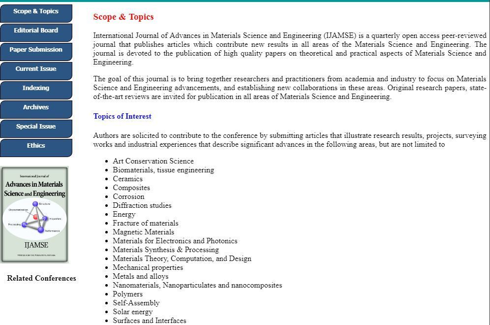 International Journal Of Advances In Materials - international journal of advances in materials science and engineering ijamse issn 2201 2311 http wireilla com engg ijamse index html