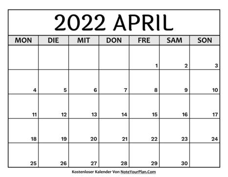 April 2022 kalender Kalender dan