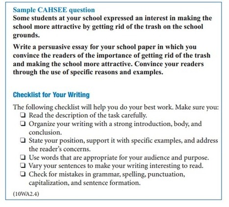 Cahsee essay prompts college