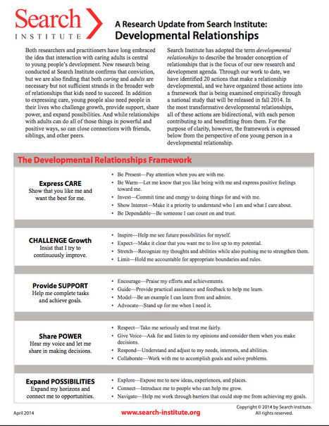 A Research Update from Search Institute: Developmental Relationships | Social & Emotional Learning and Critical Perspectives on SEL Related Initiatives | Scoop.it