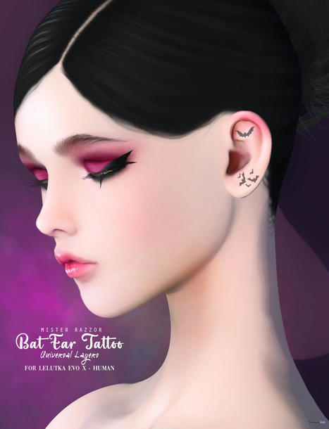 Bat Ear Tattoo For Lelutka EvoX September 2021 Group Gift by Mister Razzor | Teleport Hub - Second Life Freebies | Second Life Freebies | Scoop.it