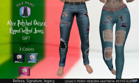 Alice Patched Unisex Ripped Belted Jeans April 2024 Group Gift by Max Magic | Teleport Hub - Second Life Freebies | Teleport Hub | Scoop.it
