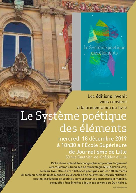 (Agenda) 18 décembre 2019, Lille, "Le système poétique des éléments" | Poezibao | Scoop.it