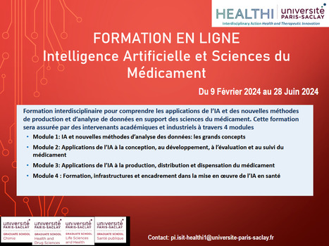 FORMATION EN LIGNE Intelligence Artificielle et Sciences du Médicament - Du 9 Février 2024 au 28 Juin 2024 | Life Sciences Université Paris-Saclay | Scoop.it
