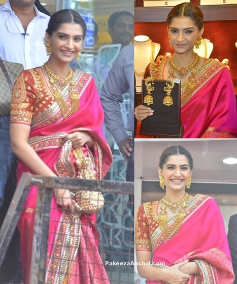 Sonam Kapoor in Abu Jani Sandeep Khosla in Pink Silk Saree | Indian Fashion Updates | Scoop.it